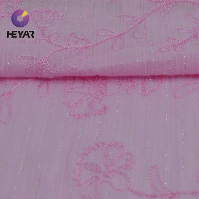 100% Cotton Flower Designs Embroidered Voile Fabric Embroidered Fabric