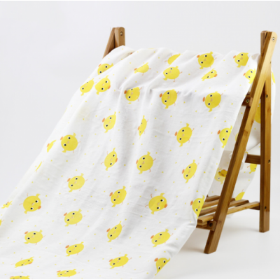 Cartoon Print Organic Cotton Double Gauze Fabric For Baby Towel Swaddle